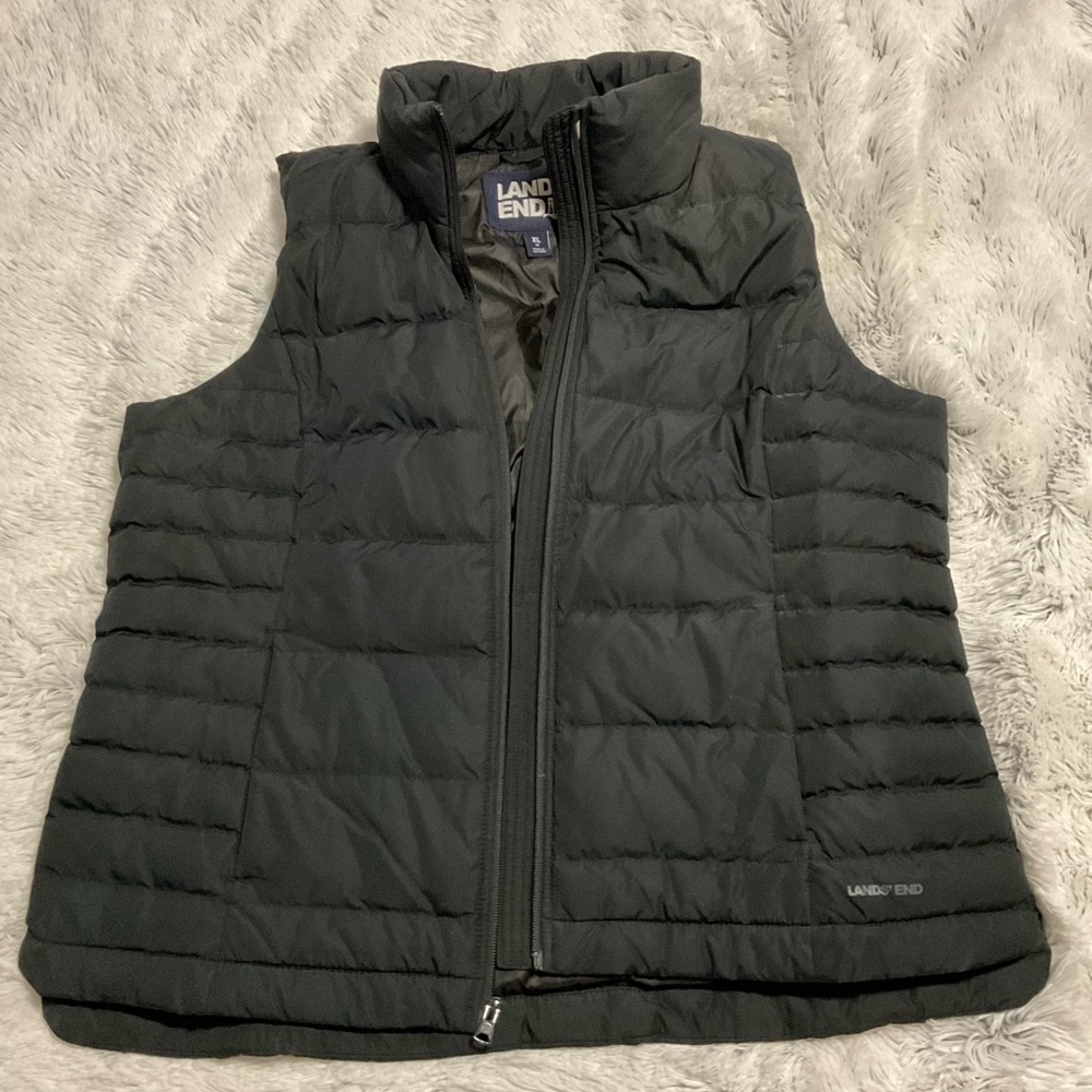 Lands' End Black Puffer Vest